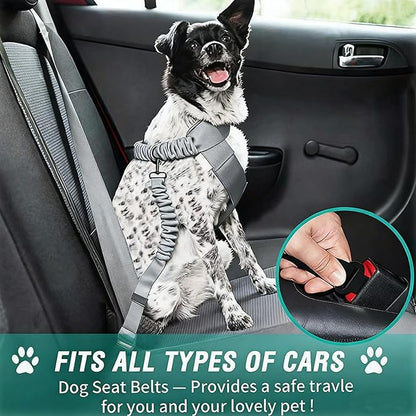 Dog Seat Belt for Car, Retractable Adjustable Nylon Pet Seatbelts for Vehicle Headrests, Elastic & Durable Car Harness, Dogs Leash Accessories for Bicycles (Only Leash Gray)