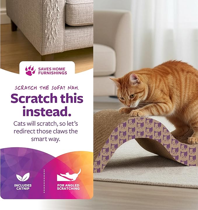 SmartyKat Super Scratcher+ Scroll Wide Corrugate Cat Scratcher with Catnip Infusion Technology, Stimulating for Cats & Kittens, Recycled Material, Brown