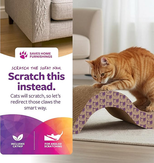 SmartyKat Super Scratcher+ Scroll Wide Corrugate Cat Scratcher with Catnip Infusion Technology, Stimulating for Cats & Kittens, Recycled Material, Brown