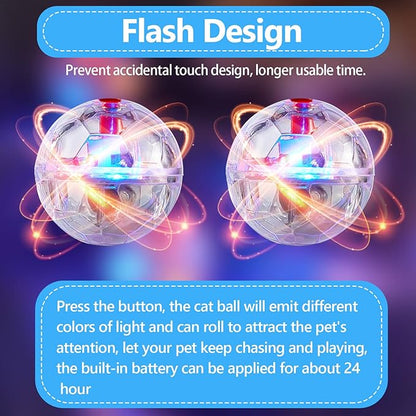 Jecery 9 Pcs Light Up Cat Balls Ghost Hunting LED Motion Activated Cat Toy Interactive Lighted Ball Pet Glowing Mini Running Exercise Toys for Kitten Dog Pet Animals Activity(Transparent)