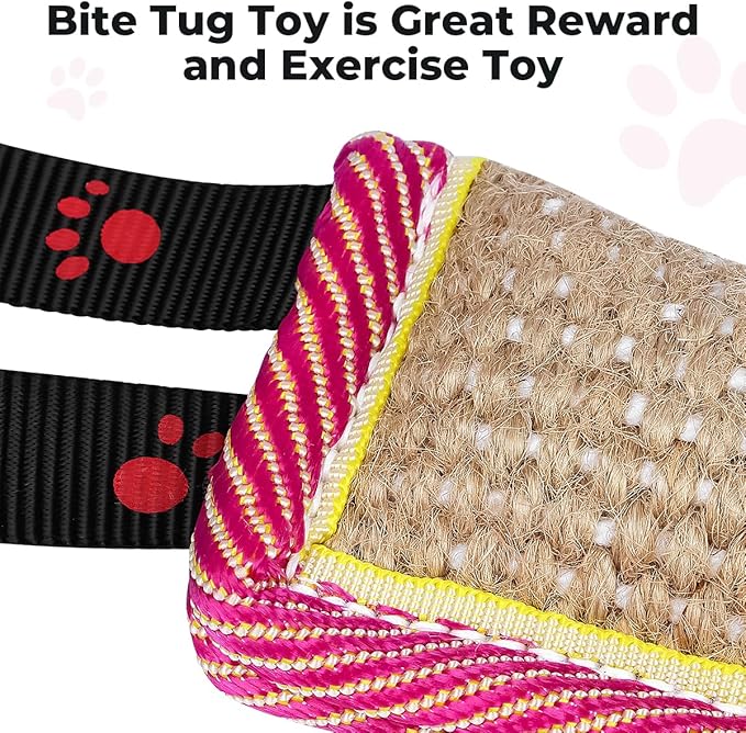DGSL Dog Tug Toy, Tug of War Dog Toy Jute Bite Pillow with 2 Handles for Puppy Training Interactive Play, Fetch, K9 Suitable for Small Medium Large Dogs (Pink)