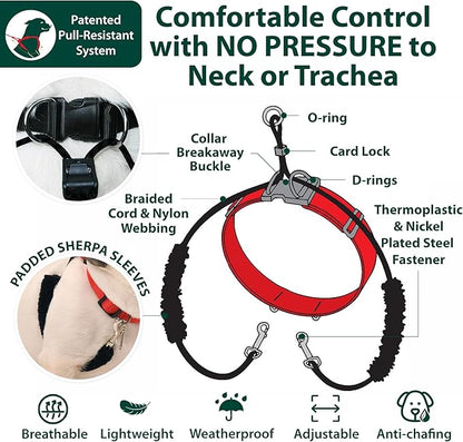 Sporn Original Dog Halter, No Pull Dog Harness, Durable Nylon Collar with Padded Restraint Sleeves for Medium Breeds, No Choke Design, Adjustable Fit, Easy On/Off, Red, Medium