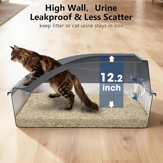 Extra Large XXXL Stainless Steel Litter Box, 28" L x 20" W x 12.2" H Super Large Stainless Steel Litter Box, Suitable for Large Cats and Multiple Cats, Non-Sticky, Anti-Leakage, Easy to Clean