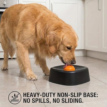 Slow Feeder Dog Bowls Lick Bowl with Rolling Ball for Liquid Treats - Interactive Dog Puzzle Toys for Boredom & Anxiety Relief, Spill-Proof Licking Mat Alternative for Large Medium Small Dogs (Blue)