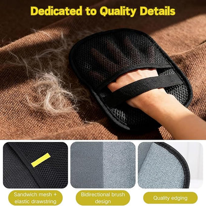 Pet Hair Removal Glove for Cats and Dogs - Upgraded Five-Finger Electrostatic Reusable Magic Brush, Washable Pet Hair Removal Tool for Laundry, Clothing, Couch, Carpet & Car Seat