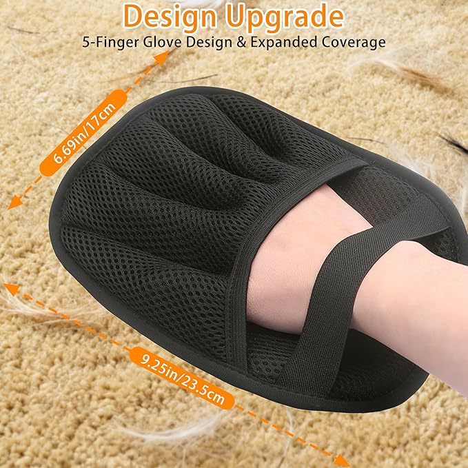 2-Pack Reusable Pet Hair Remover Gloves for Dogs & Cats – Electrostatic Dehairing Glove for Sofas, Furniture, Carpets, Car Seats & Pet Grooming – Eco-Friendly, Washable, Multi-Surface Tool