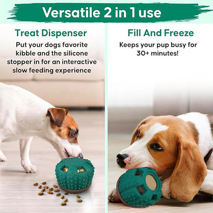 Cactus Design Frozen Treat Dispensing Dog Toy - Interactive Dog Toys to Keep Your Pup Busy and Distracted - Freezable Fillable Silicone, Reduces Anxiety, Easy to Clean, Perfect for Seniors