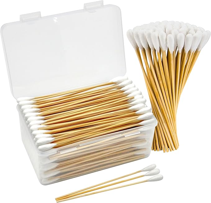200PCS Large Cotton Swabs, Dog Cotton Swabs for Ears, 6" Long Dog Ear Swabs Large Size, Highly Absorbent Cotton Buds with Strong Bamboo Stick, Specially Designed for Dogs Cats Ear Cleaning, Pet Care