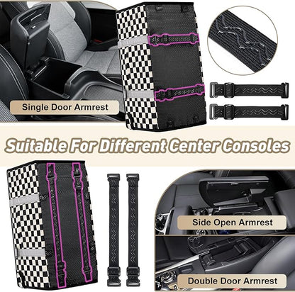 Portable Dog Car Seat for Small Dogs - Pet Booster Seat with Safety Leash & Anti-Collapse Design, Washable Cushion - Center Console Car Travel Carrier for Pets Up to 12 lbs, Black Checkered