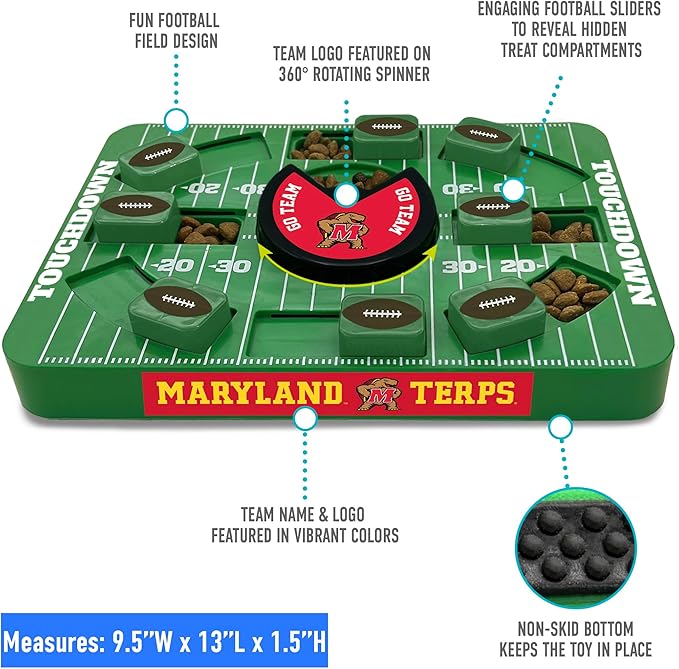 Pets First NCAA Maryland Large Puzzle Toy - Interactive Treat and Slow Feeding Toy for Dogs, New Large Size