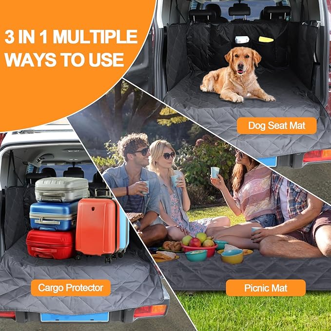 Cargo Liner for Dogs Compatible with Toyota FJ Cruiser 2007-2021, Pet Dog Trunk Cargo Liner, Waterproof Anti-Dirty Pet Cargo Cover Dog Seat Mat, with Bumper Flap Protector (Black)