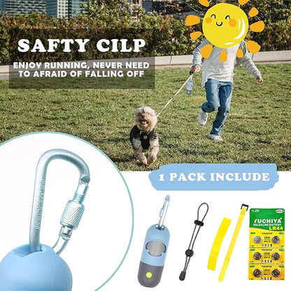 Dog Poop Bags Holder with LED Flashlight, Sky Blue, 15 Bags, 3 Accessories