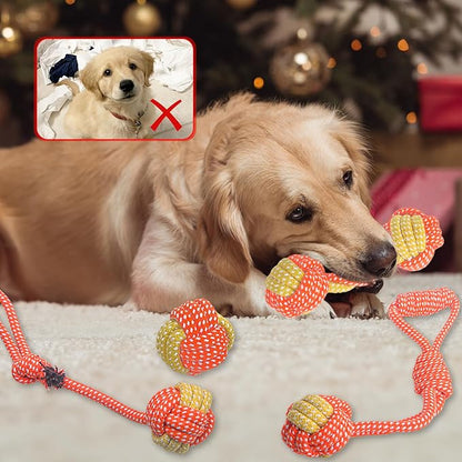 7 Pack Puppy Rope Toys - Variety of Dog Cotton Rope Toys for Small Dogs, Teething, Chewing & Boredom Relief - Orange
