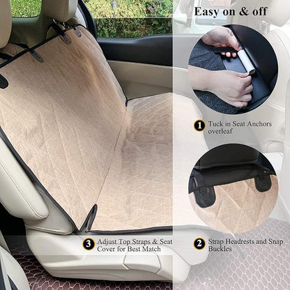 VIVAGLORY Dog Seat Cover Quickcover Seat Protector for Dog, Backseat Cover for Car SUV & Truck, Back Rear Backseat Bench Protector, Large, Heather Khaki