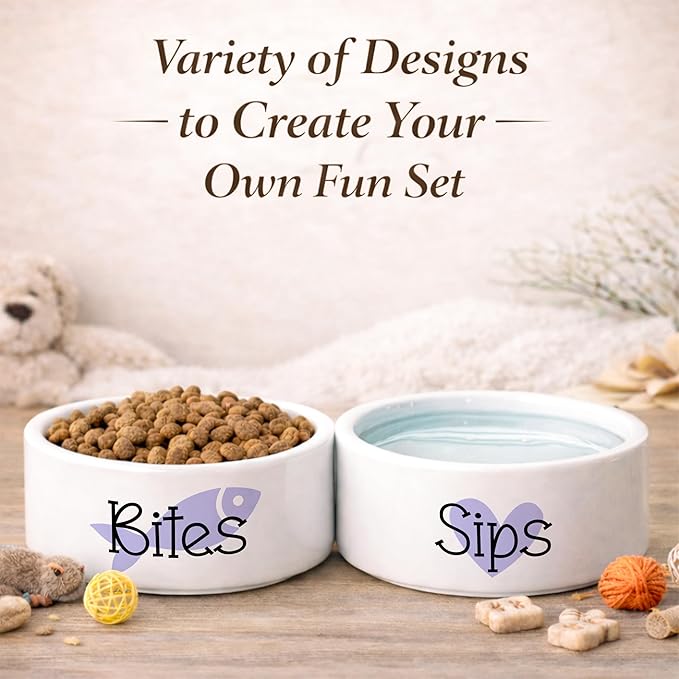 Custom Cat Bowl | Personalized Food & Water Dish with Name | Microwave & Dishwasher Safe Ceramic Pet Feeding Bowl for Kitty | Gift Idea for New Kitten Owners | White – Large