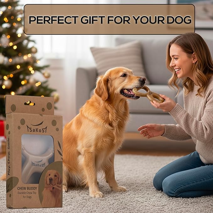 Chew Buddy – Durable Natural Rubber Dog Chew Toy for Medium & Large Dogs (30–110 lb) – Eco-Friendly, Teeth Cleaning, Tough Toy for Strong Chewers, for Dogs