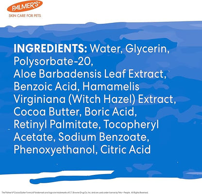 Palmer’s for Pets Face and Eye Dog Wipes with Cocoa Butter, Gentle Tear Stain and Facial Cleaning Wipes for Sensitive Areas and Daily Grooming Care, Unscented, 100 Count