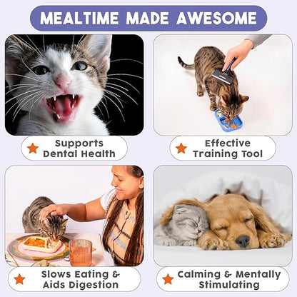 Awoo Sardina - Silicone Dog & Cat Lick Mat + Slow Feeder with Suction Cups - Non-Slip, Dishwasher Safe Pet Dish - Extends Mealtime for Fast Eaters & Reduces Anxiety - for Wet & Dry Food (Melon)