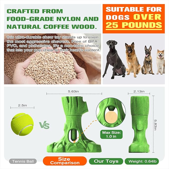 KADTC 3 in1 Root Durable Bully Stick Holder & Indestructible Dog Chew Toy & Tough Fillable Toys - Long-Lasting Ultimate Boredom Buster, U.S. Brand & Design
