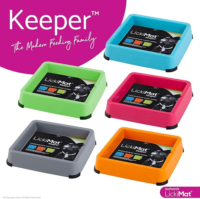 LICKIMAT Indoor Keeper Dog Feeding Station - Slow Feeder Lick Mat Keeper for Dogs Food, Treats, Yoghurt & Peanut Butter - Extend Licky Mats for Dogs into Full Feeder, Turquoise