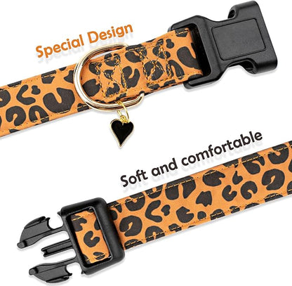 Faygarsle Brown Leopard Print Dog Collar for Small, Medium, Large Boys Girls Dogs S