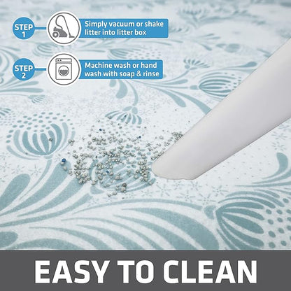 Drymate Cat Litter Box Mat, Litter Trapping Mat, Waterproof, Urine-Proof, Absorbent, Machine Washable, Soft on Paws, Contains Mess, Protects Floors, Kitten Supplies, Light Blue, 29x36 XL