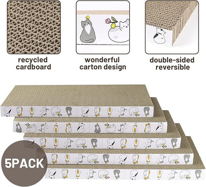 PatiencET Cat Scratcher Cardboard 5 PCS Cat Scratch Pad Reversible Scratcher Texture Design Durable Cat Scratching Pad