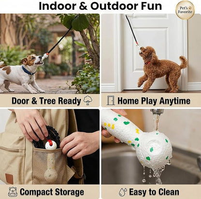 Hanging Dog Bungee Tug Toy for Puppy Small Dogs Chase, Indoor Spring Pole Over Door, Outdoor Tree Tether Tug, Interactive Pull Rope Toy for Self Play Exercise & Training