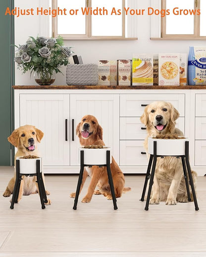 Piskyet Raised Dog Bowl Stand for Large Dogs Adjustable Elevated Dog Bowl Fits 6-10" Bowls, Height Adjustable to 7.5-15" Tall,Single Food and Water Stand Feeder(Bowl not Included)