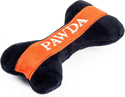 Haute Diggity Dog Pawda Bone, Plush Designer Dog Toys with Interactive Squeaker, Stimulating Pet Enrichment, Machine-Washable & Safe Materials for All Breeds, One Size