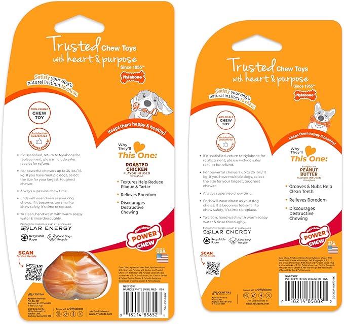 Nylabone 70th Birthday Textured Bone & Groove Bone Power Chew Toys for Dogs, Tough Dog Toys for Aggressive Chewers, Chicken & Peanut Butter Flavor, Small Dogs - Up to 25 lbs, 2 Pack