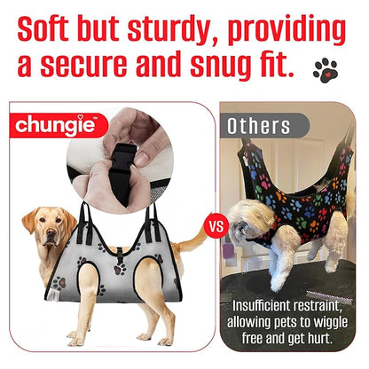 Dog Grooming Hammock for Dogs – Dog Restraint for Nail Trimming with Pet Nail Clipper – Dog Sling for Grooming, Dog Hammock for Nail Cutting & Grooming Harness(Legs Spacing:15-18.5” )/Max W:85lb)
