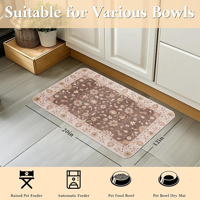 Dog Food Mat for Floors Waterproof Quick Dry Pet Placemat Cat Feeding Bowls Mats for Food and Water, Eco-Friendly Dog Accessories Diatomite Pets Supplies 12" X 20"