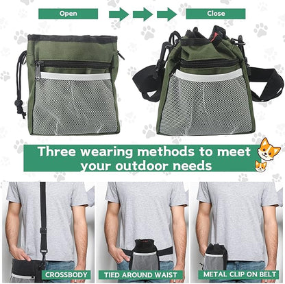 Hillban 12 Pcs Dog Treat Training Pouch Dog Treat Bag with Waist Shoulder Strap Bulk 6 Colors Convenient Pouch 3 Ways to Wear Drawstring Closure Holder for Treats Kibbles