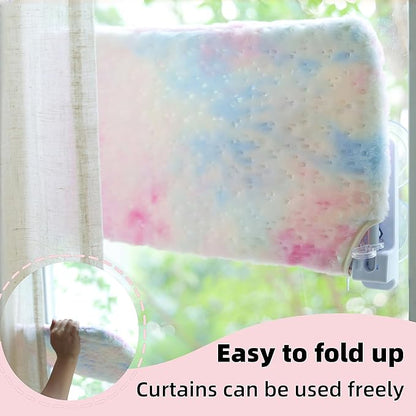 Foldable Cat Window Perch, Cordless Cat Hammock with Strong Suction Cups for Cats Inside, Gradient Color Shiny Fabric, Cute Pet Seat Bed for Kittens with Movable Toy Hooks (Small)