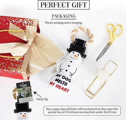 Pavilion - My Dog Melts My Heart - 12" Snowman Puppy Dog Toy with Rope Handle K-9 Furry Companion Christmas Present
