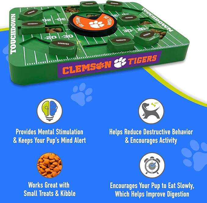 Pets First NCAA Clemson Large Puzzle Toy, Dog Puzzle Treat Toy, New Large Size, Interactive Dog Treat Toy, Dog Slow Feeding Toy