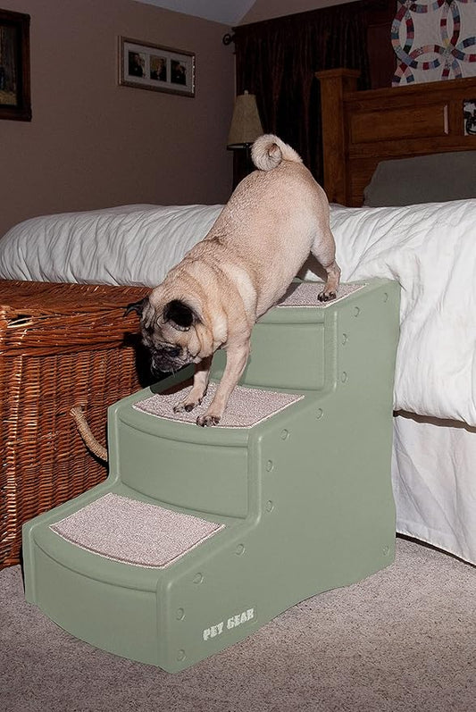 Pet Gear Easy Step III Pet Stairs, 3 Step for Cats/Dogs, Removable Washable Carpet Treads, for Pets Up to 150lbs, No Tools Required, Available in 6 Colors