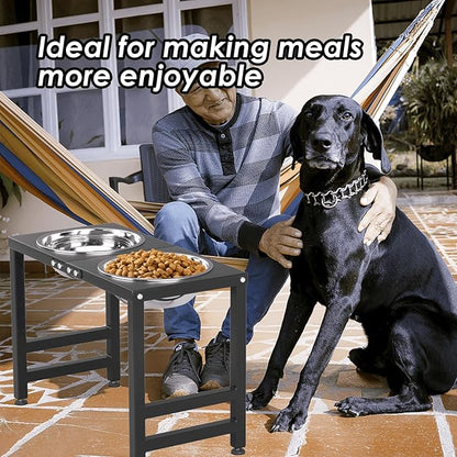 Metal Elevated Dog Bowl for Large 𝐋𝐚𝐫𝐠𝐞 Raised Bowl Stand with Sprill Proof Mat and 2000ML Pet Bowls, Food & Water Bowls 16" Tall Dog Feeder for Large Breed