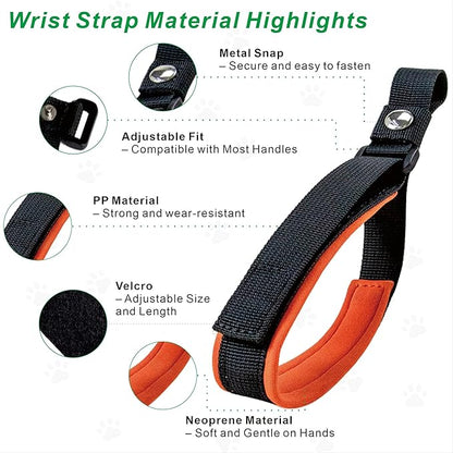 Wrist Strap for Retractable Dog Leash – Adjustable Safety Band with Soft Neoprene Lining and Lockable Hook for Short-Distance Control，Orange Red