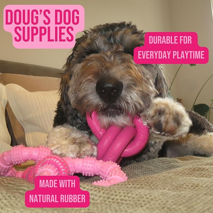 Doug's Dog Supplies Chain Link Tug Toy, Tug Toys for Dogs, Rubber Chain Toy for Tug of War (Pink)