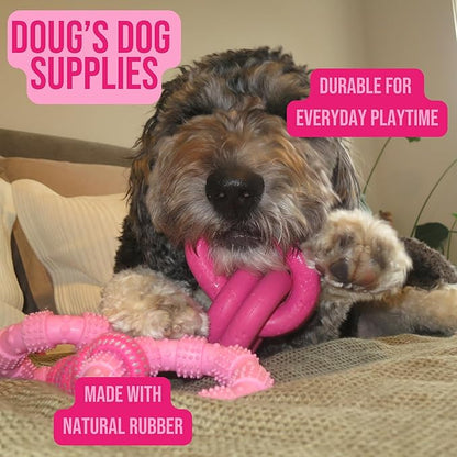 Doug's Dog Supplies Chain Link Tug Toy, Tug Toys for Dogs, Rubber Chain Toy for Tug of War (Pink)
