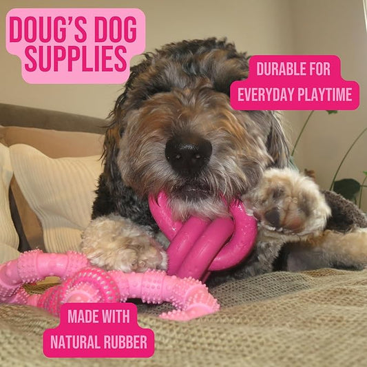 Doug's Dog Supplies Chain Link Tug Toy, Tug Toys for Dogs, Rubber Chain Toy for Tug of War (Pink)