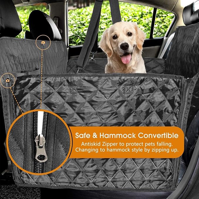 Dog Car Seat Cover for Back Seat, Waterproof Pet Seat Protector with Non-Slip Backing, Scratchproof Dog Backseat Cover for Cars, SUVs & Trucks