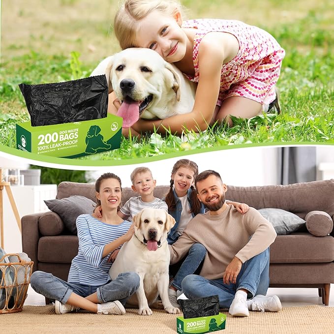 Sherr 15 Boxed Rolls 3000 Counts Dog Poop Bags Bulk Leak Proof Dog Waste Bags Doggy Poop Bags Pet Waste Bags for Puppy Pets Outdoor Walking and Travel, 10 Rolls of 200, Black