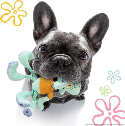 design LAB, Inc. Spongebob Squarepants Official Merchandise | Squeaky Plush Dog Toys | 2-Pack Squidward & Tiki Dog Toys with Squeaker & Rope | Play, Squeak, and Tug