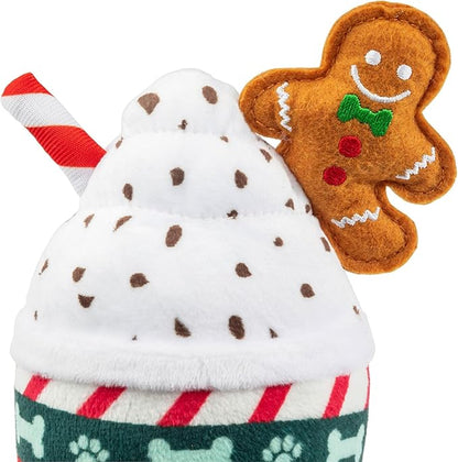 Haute Diggity Dog Starbarks Ginger Bark Latte, Plush Holiday Christmas Dog Toys with Interactive Squeaker, Stimulating Pet Enrichment, Machine-Washable & Safe Materials for All Breeds, One Size