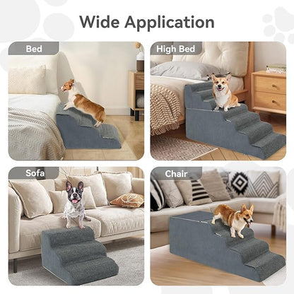 7 Steps Dog Steps for High Bed, 29.5'' High Dog Stairs for Small Dogs, Waterproof Pet Stairs for Small Old Large Dogs and Cats with Removable Cover & PE Support Board for Bed, Car or Couch