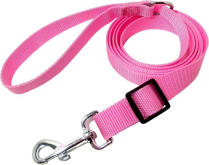 TAIAN Adjustable Nylon Dog Leash, 6 Foot Long Dog Leashes for Medium Large Dogs Pink