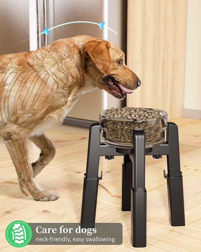 CZPET Dog Bowl Stand with Adjustable Height and Width [2 Pack, Stand Only], Elevated Pet Water & Food Bowl for Medium and Large Pets, Stable and Anti-Slip Raised Bowl